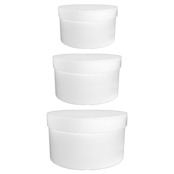 Round Gift Box Set - White - 3 Sizes